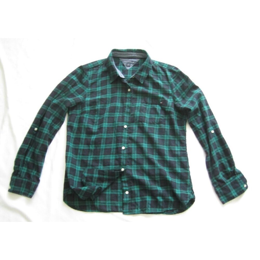 Women's Tommy‎ Hilfiger Plaid Button Cotton Long Sleeve Shirt Sz M (WB412)